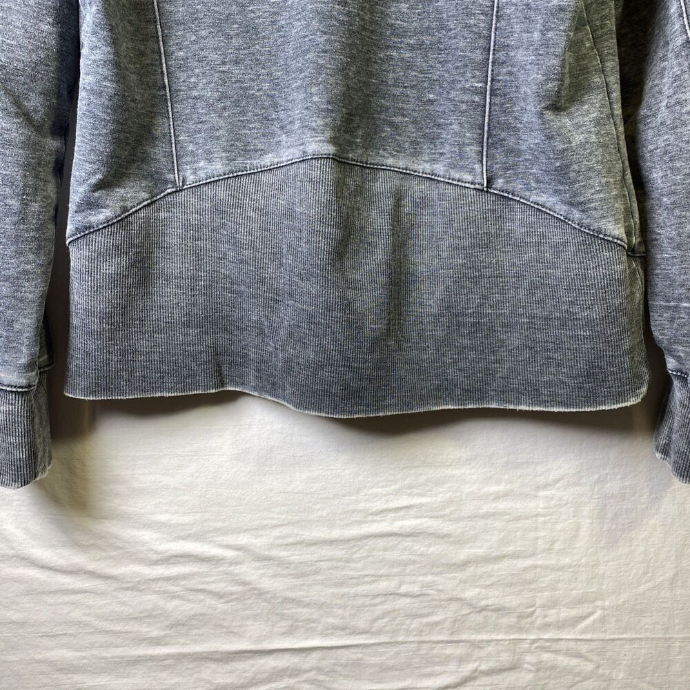 GreanTea Womens Hoodie - Size MED - Faux Distressed Heathered Gray French Terry - Picture 11 of 14